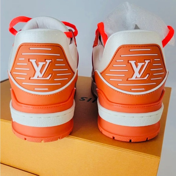 NEW Louis Vuitton Orange Monogram Embossed Trainer Sneakers - Picture 4 of 15